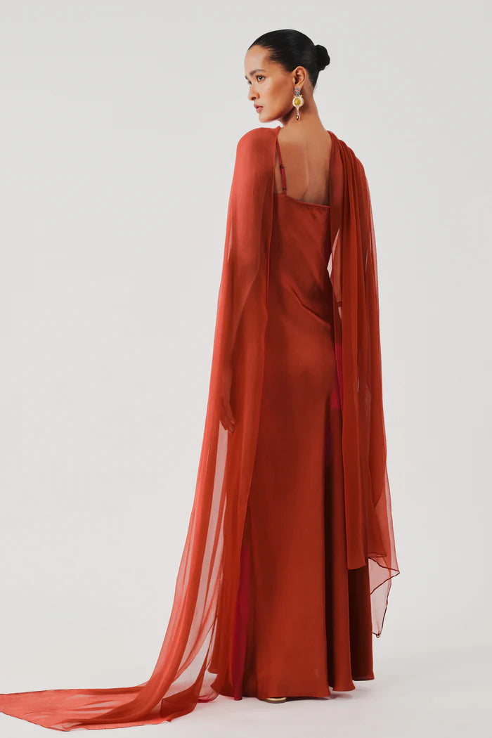 Tyra Slip Dress in Rust