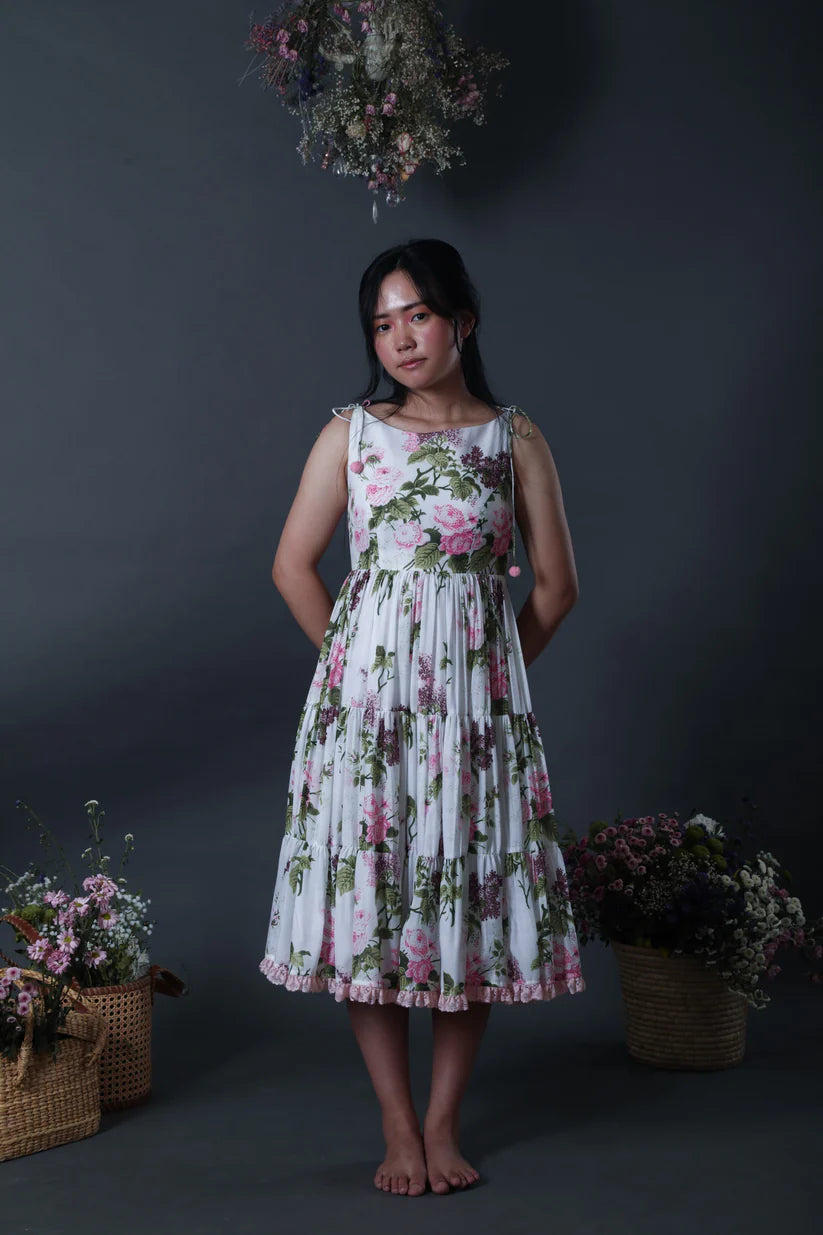 White Pomme Tie-up Dress