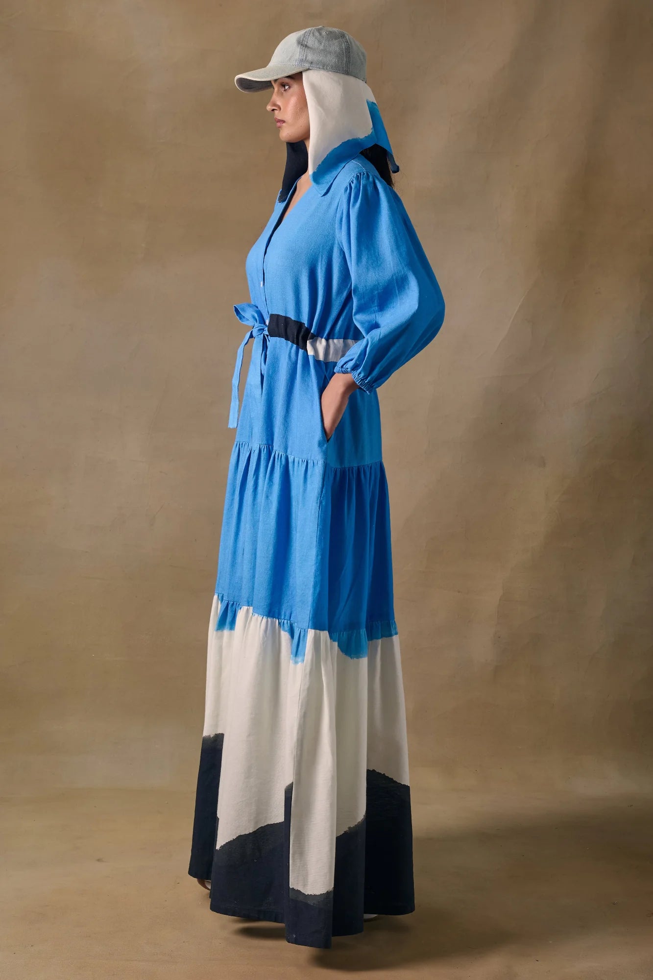 Blue Washed Tiered Dress