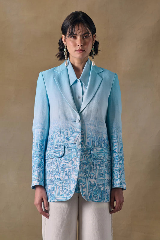 Blue Landscape Gradient Blazer
