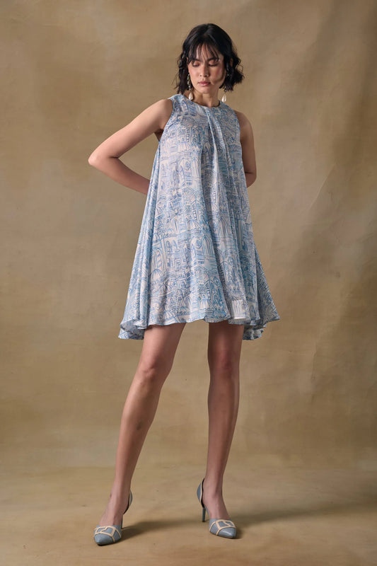 Blue Landscape Monroe Dress