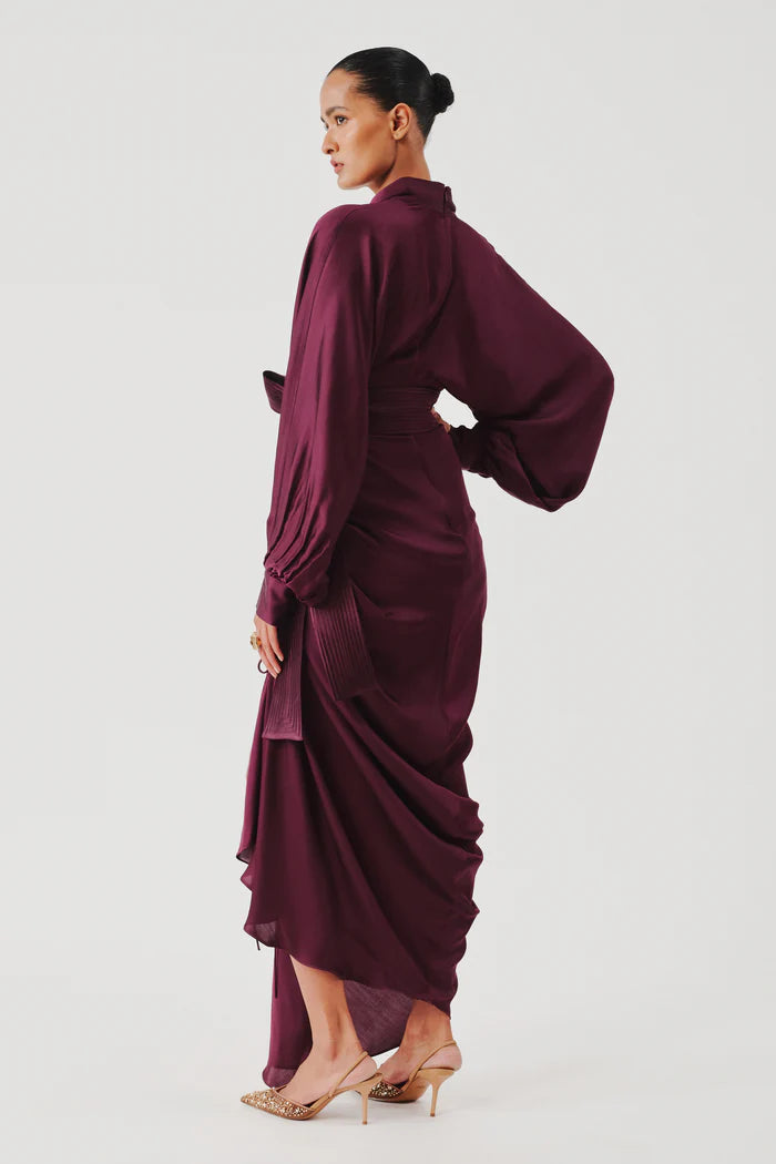 Burgundy Drape Dress