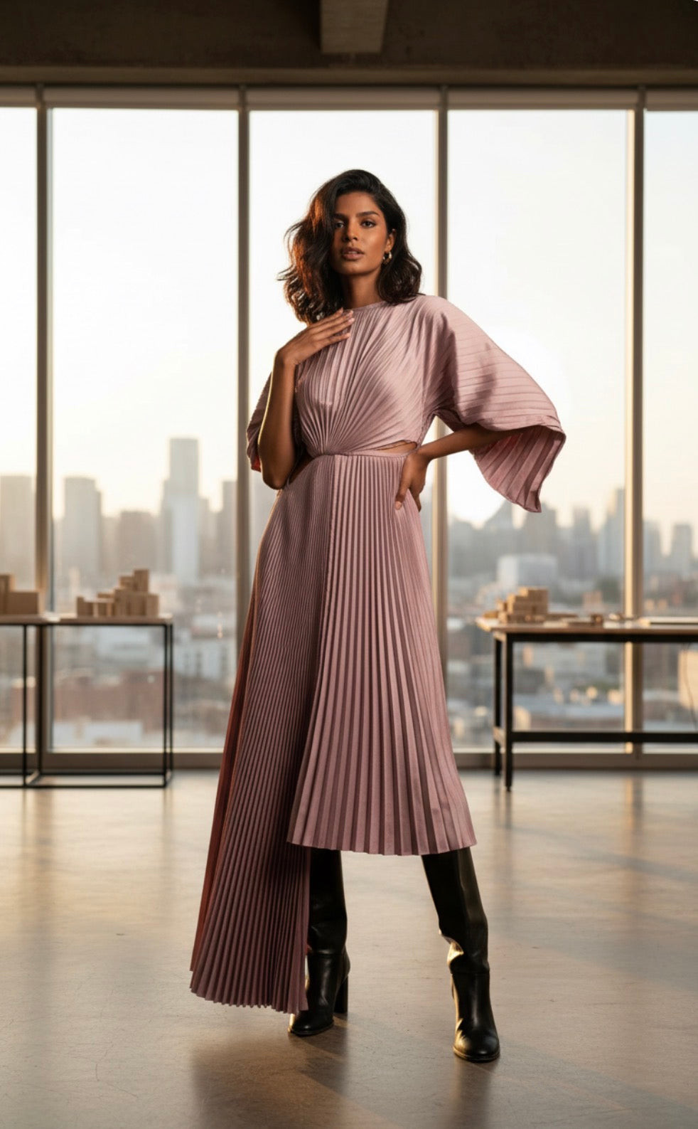 The Sculpted Harmony Pleated Dress