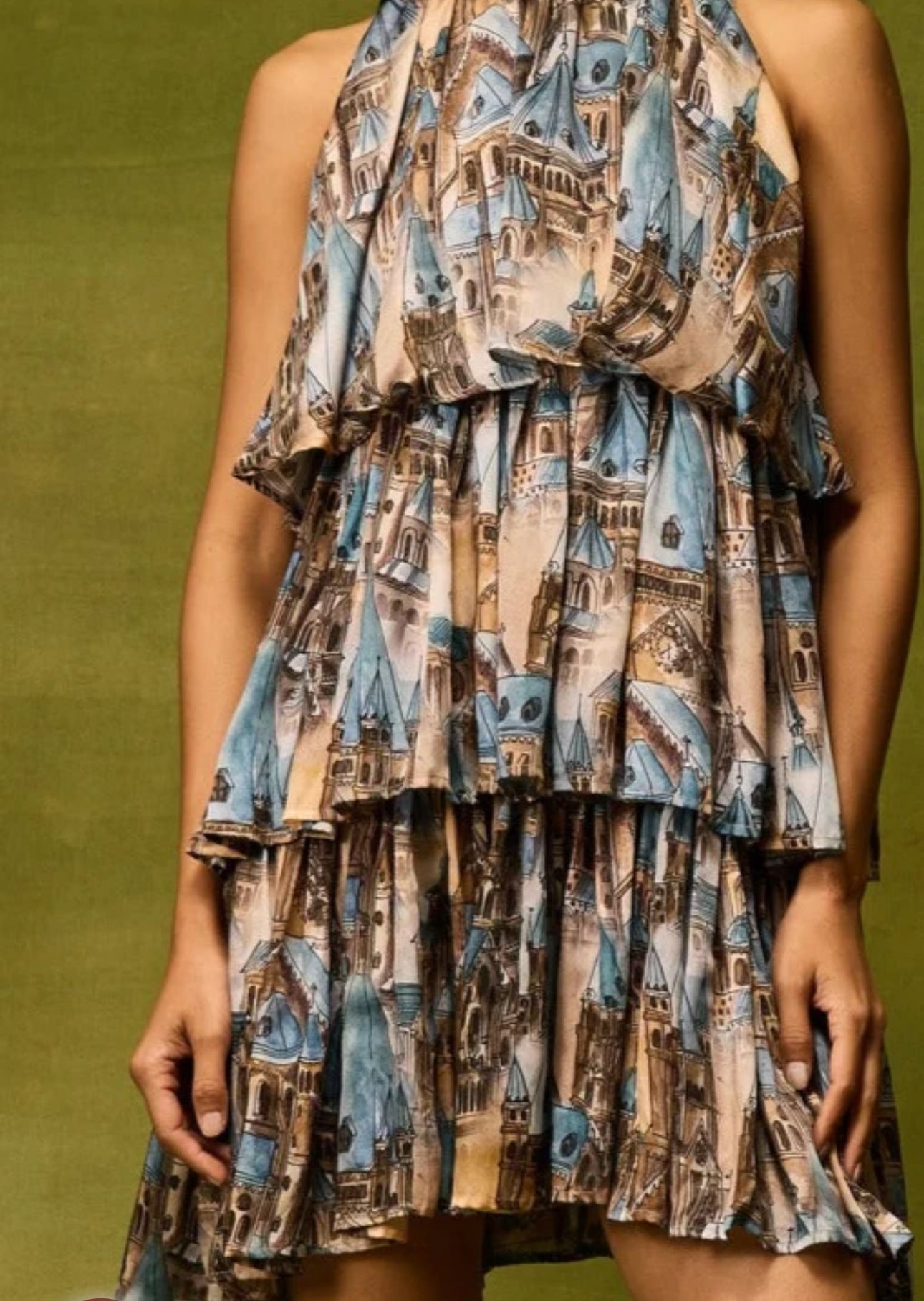 Vienna Cityscape Ruffle Dress