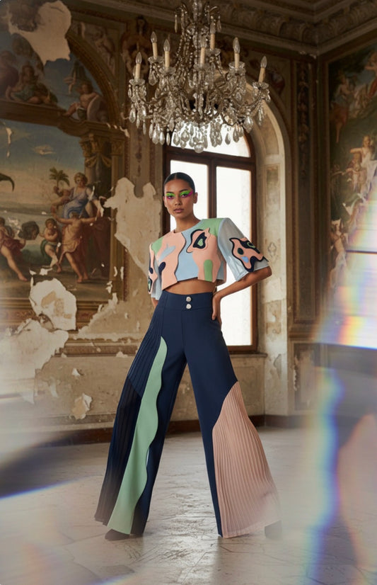 Variegated Colour Block Trouser
